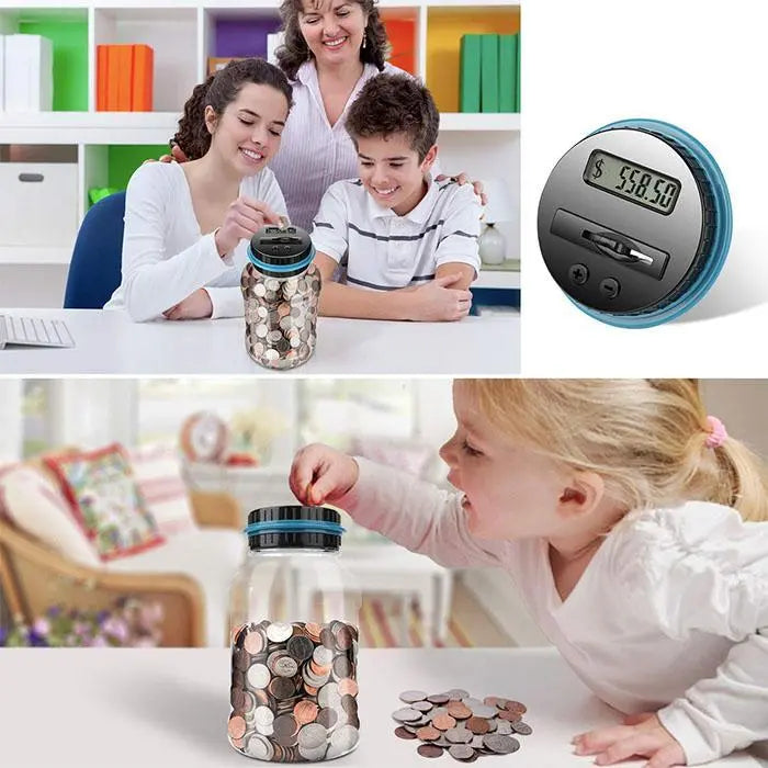 Pușculiță automată mare, cu numărător de monede euro.