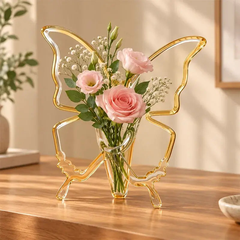 🦋 Vază Decorativă în Formă de Fluture – Accent Artistic și Elegant pentru Florile Tale! (Acrilic Transparent, Disponibilă în 3 Culori)