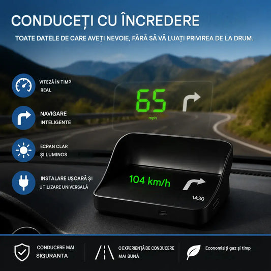 🚗Afișaj HUD în mașina dvs.|Proiecție GPS HD|Viteză în timp real și conducere mai sigură