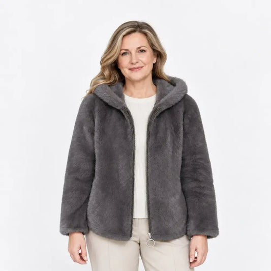 🔥【M-7XL】Jachetă de iarnă din fleece pentru femei – groasă, reversibilă, cu glugă, izolată termic, cu fermoar.
