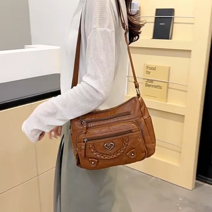 💐🎁Geantă crossbody moale din PU pentru femei – Buzunare multiple pentru o organizare perfectă 👜🔑