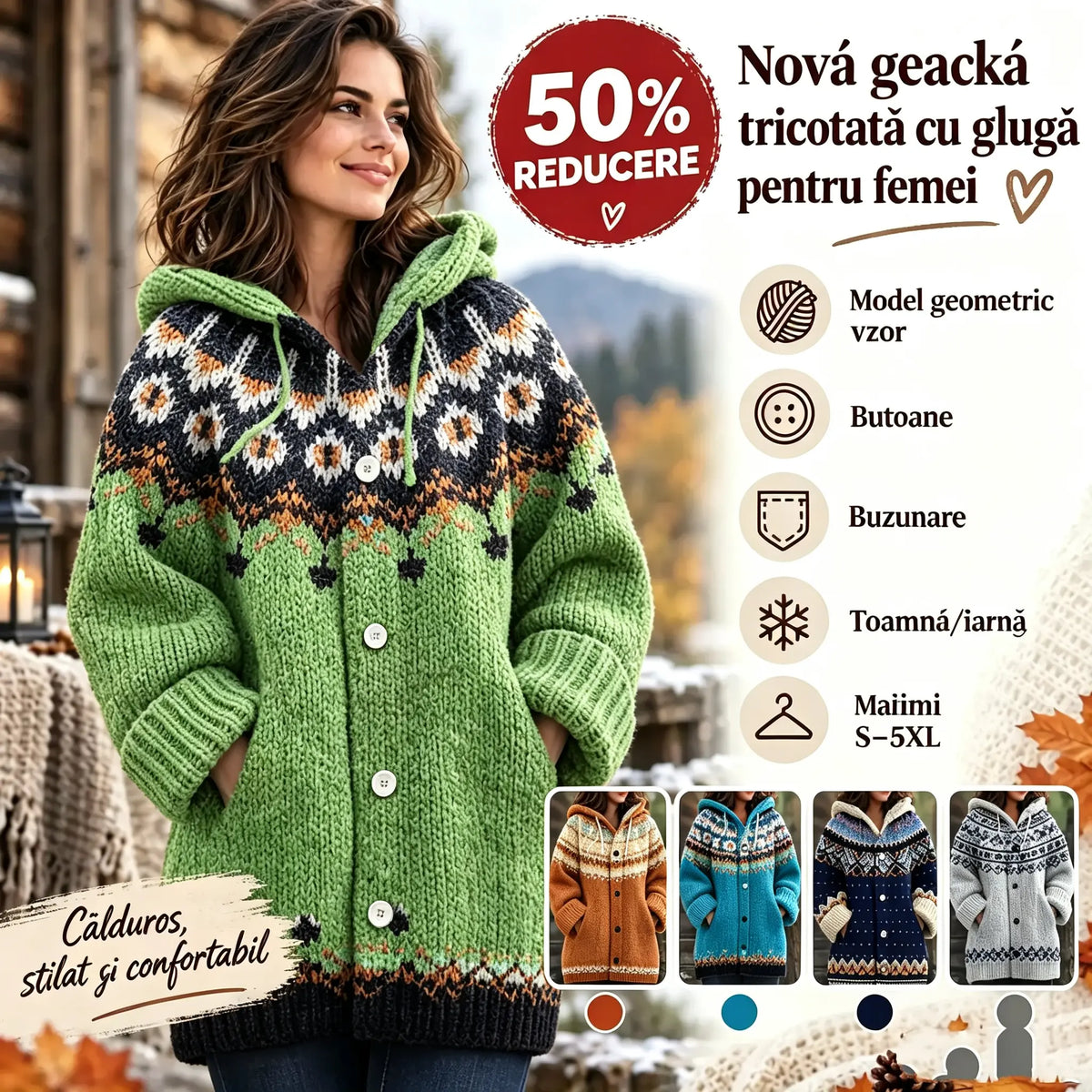 🎀O jachetă nouă, călduroasă, din tricot, pentru femei, în stil retro, pentru toamna și iarna anului 2026