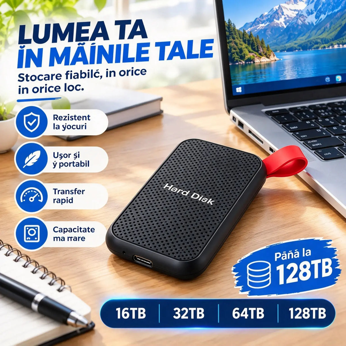 【64TB/128TB】⚡Unități portabile SSD de mare viteză