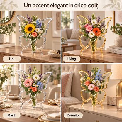 🦋 Vază Decorativă în Formă de Fluture – Accent Artistic și Elegant pentru Florile Tale! (Acrilic Transparent, Disponibilă în 3 Culori)