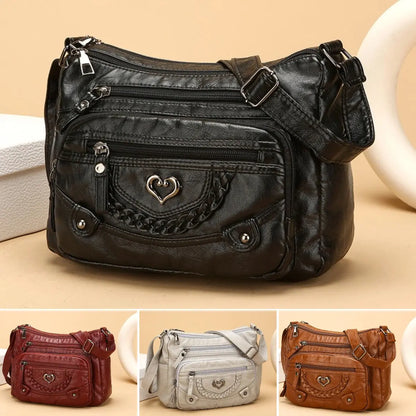 💐🎁Geantă crossbody moale din PU pentru femei – Buzunare multiple pentru o organizare perfectă 👜🔑