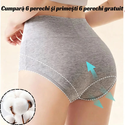💖【🔥6 bucăți 149 lei】Chiloți cu talie înaltă și ridicare a șoldurilor, confecționați din bumbac de cea mai înaltă calitate ✨️ (45-105 kg)