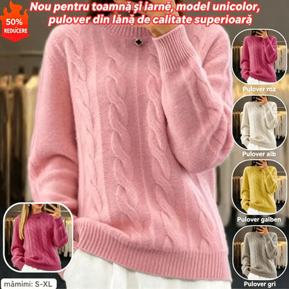 🔥✨【Noul stil de toamnă】【S-2XL】2026 Pulover din lână de înaltă calitate, într-o singură culoare, moale și confortabil