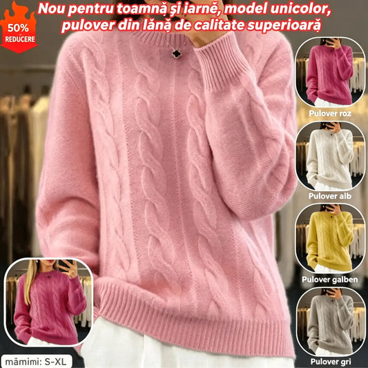 🔥✨【Noul stil de toamnă】【S-2XL】2026 Pulover din lână de înaltă calitate, într-o singură culoare, moale și confortabil