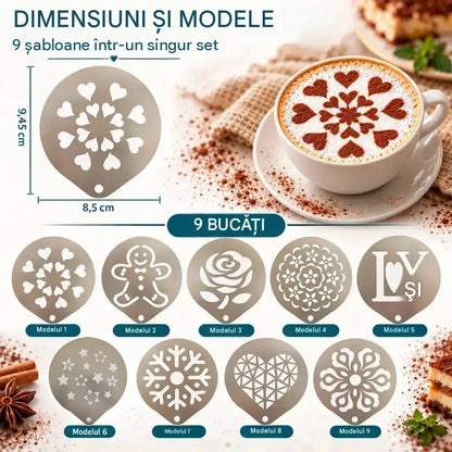 ☕ Șablon din oțel inoxidabil pentru latte art
