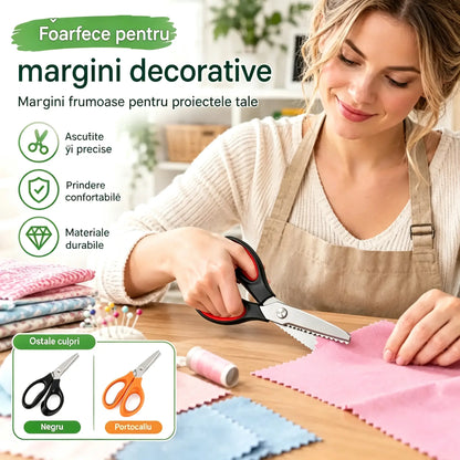 ✂️Foarfece profesionale cu lamă zimțată pentru cusut, lucru manual și proiecte DIY de zi cu zi.
