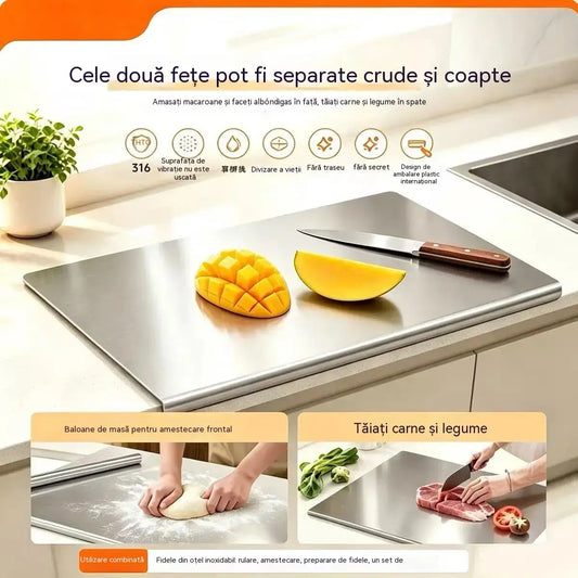 🔪 Tocător din oțel inoxidabil cu margine îndoită – Extra gros și multifuncțional, ideal pentru bucătăria profesională și uz casnic 🍽️