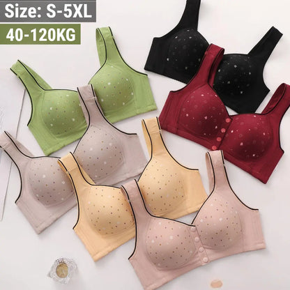 😍[Set de 3 bucăți] Sutien fără sârmă, cu închidere în față, pentru femei [40–120 kg] ❤️ Confortabil, cu proprietăți antibacteriene, din bumbac natural