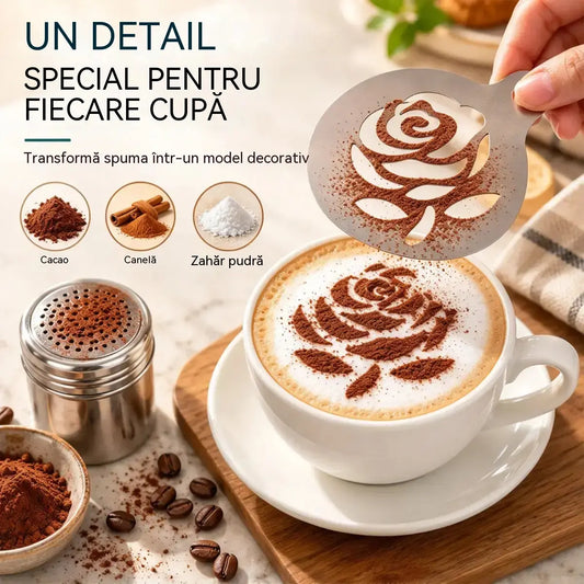 ☕ Șablon din oțel inoxidabil pentru latte art