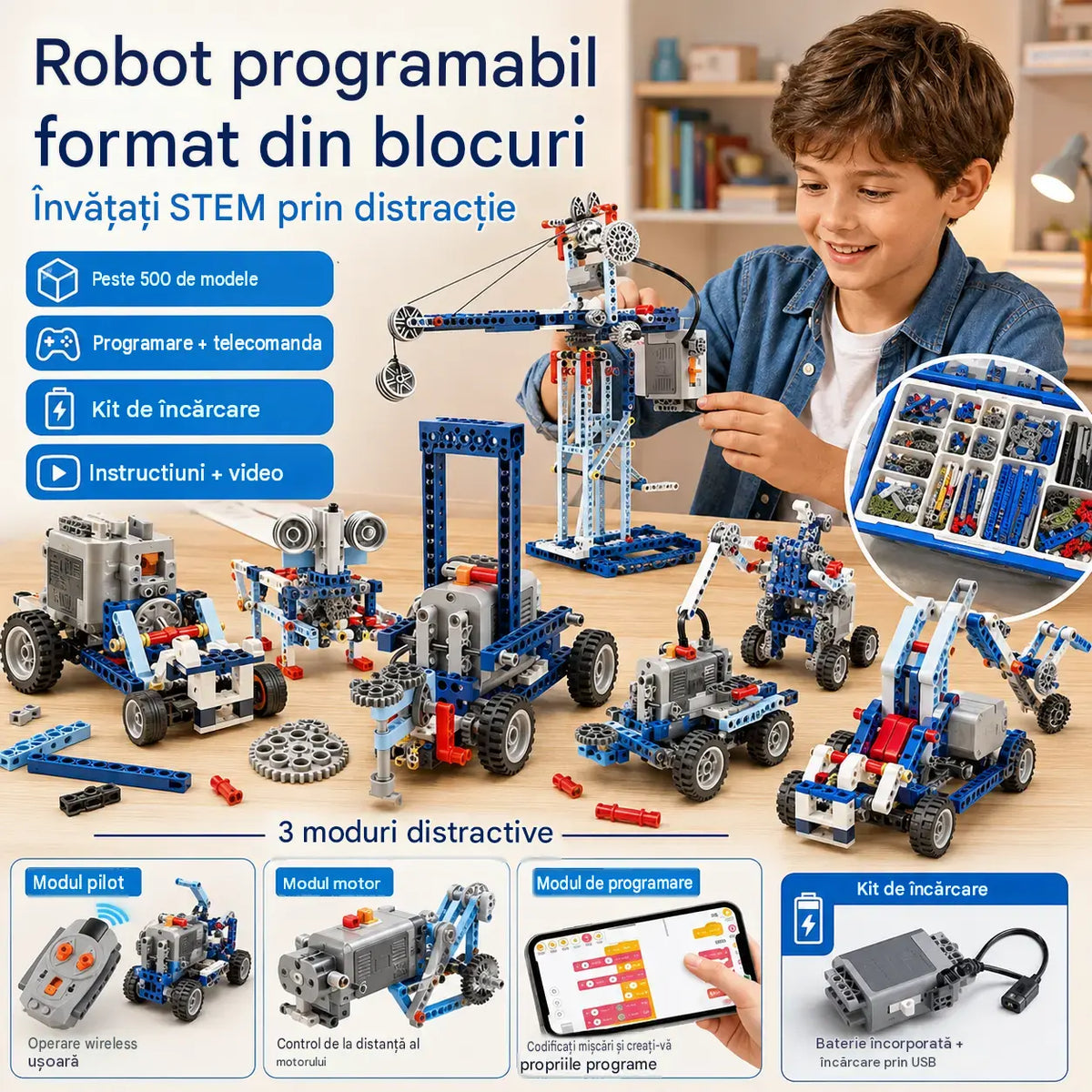 🤖🧩[Reducere de 50% pe perioadă limitată] Kit de robot electric DIY pentru copii