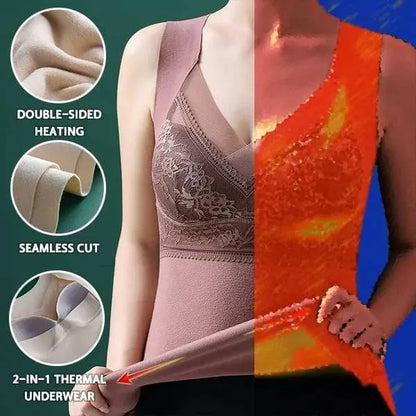 🔥Set de 3 piese ❤️ 40–100 kg Lenjerie termică de toamnă-iarnă cu detalii din dantelă și umplutură din „catifea de rață”; cu un design frumos pe spate și susținere care ridică bustul și previne lăsarea acestuia ✅