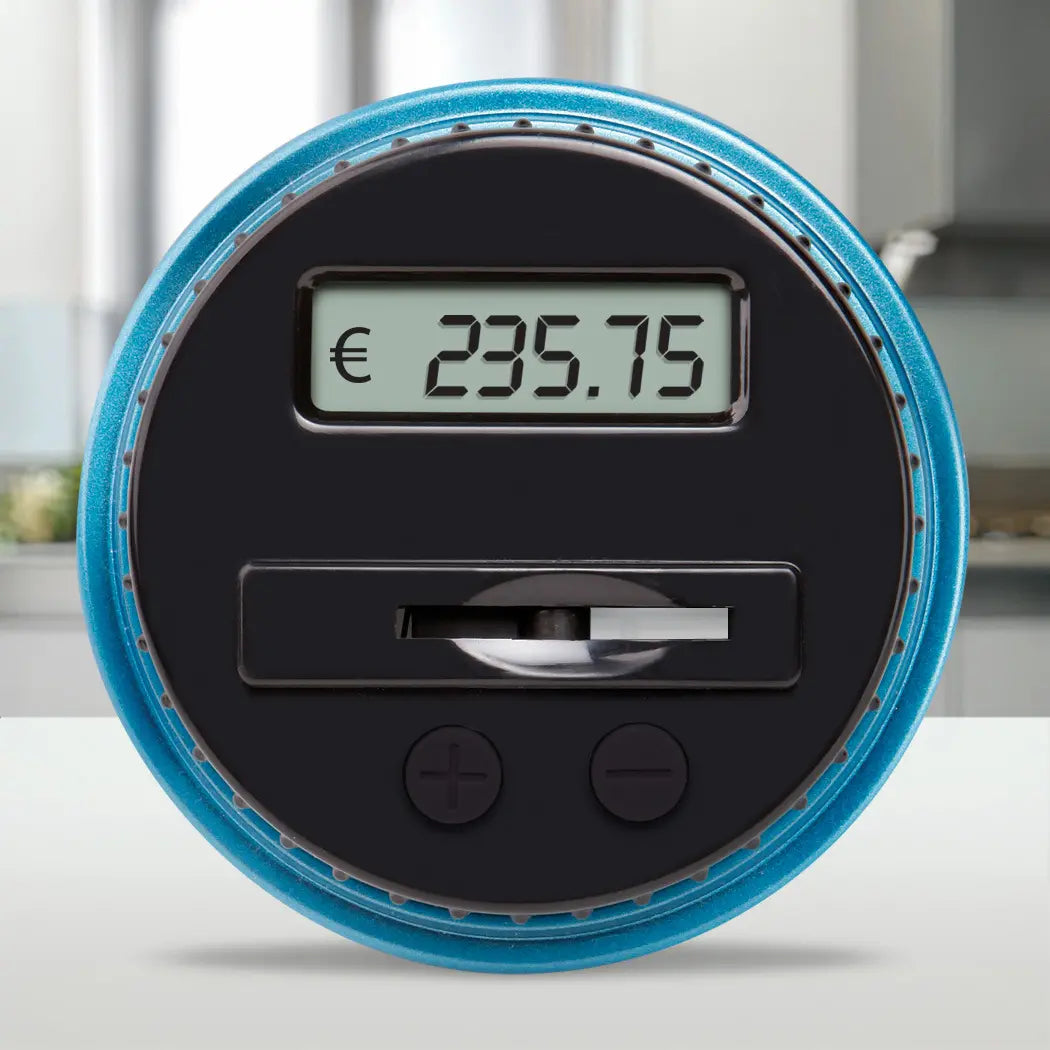 Pușculiță automată mare, cu numărător de monede euro.