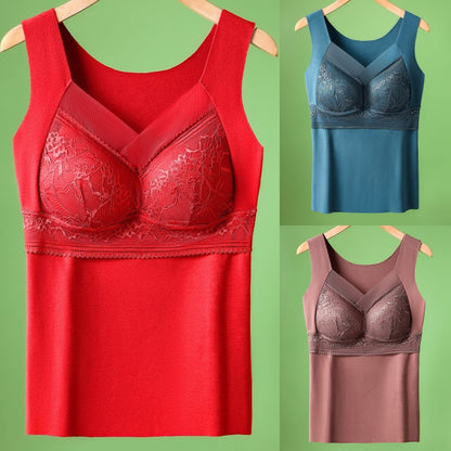 🔥Set de 3 piese ❤️ 40–100 kg Lenjerie termică de toamnă-iarnă cu detalii din dantelă și umplutură din „catifea de rață”; cu un design frumos pe spate și susținere care ridică bustul și previne lăsarea acestuia ✅