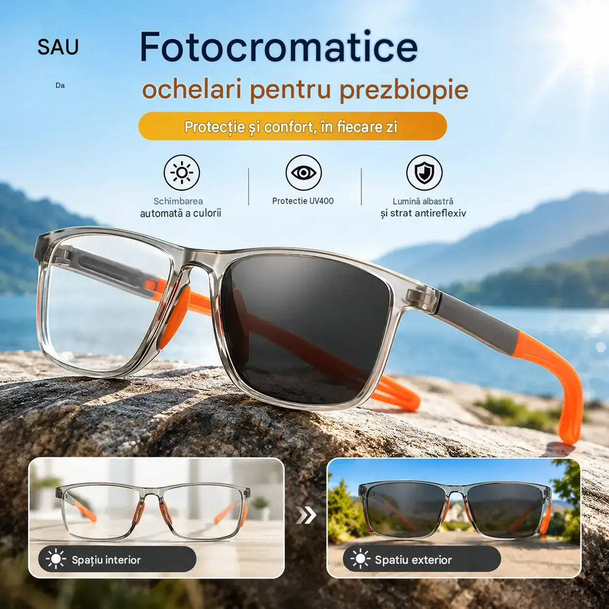 🕶️Ochelari de citit fotocromatici, ultraușori și cu rezoluție înaltă, concepuți special pentru persoanele în vârstă.